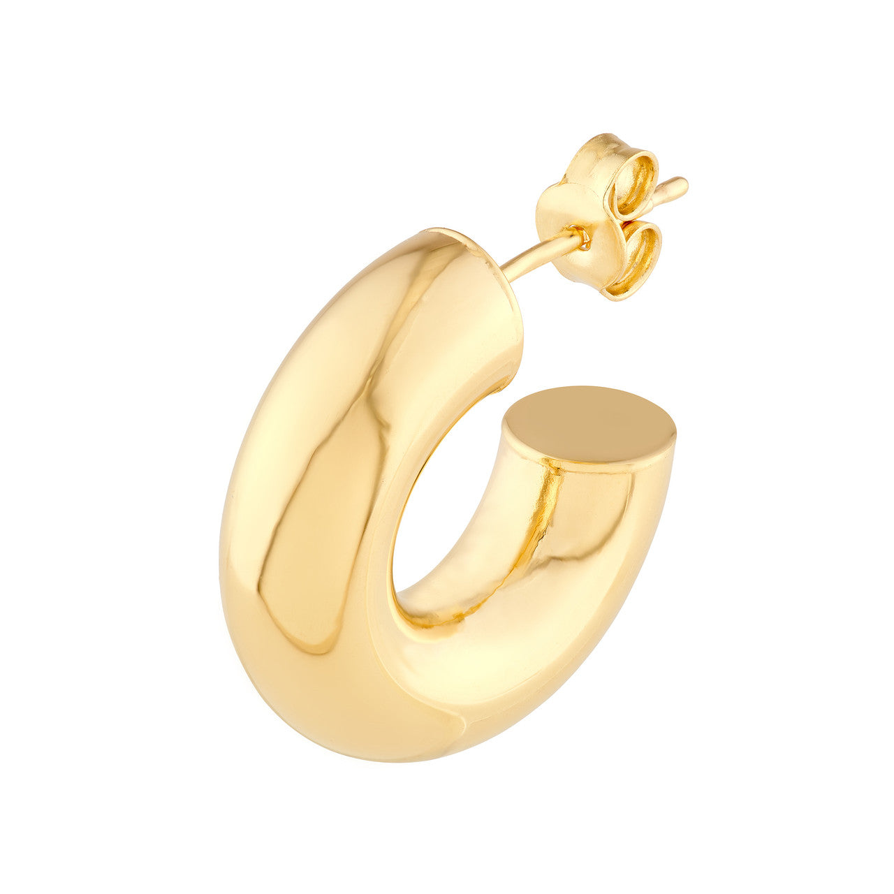 ID Polished Open Hoop Earrings 14K Gold