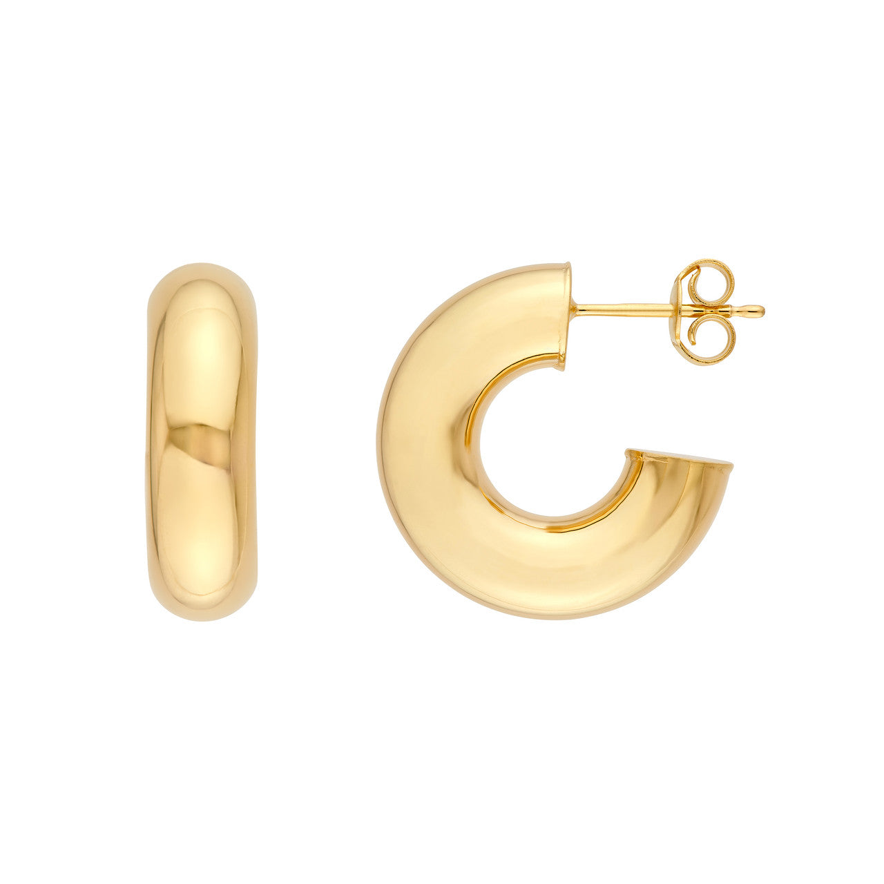 ID Polished Open Hoop Earrings 14K Gold