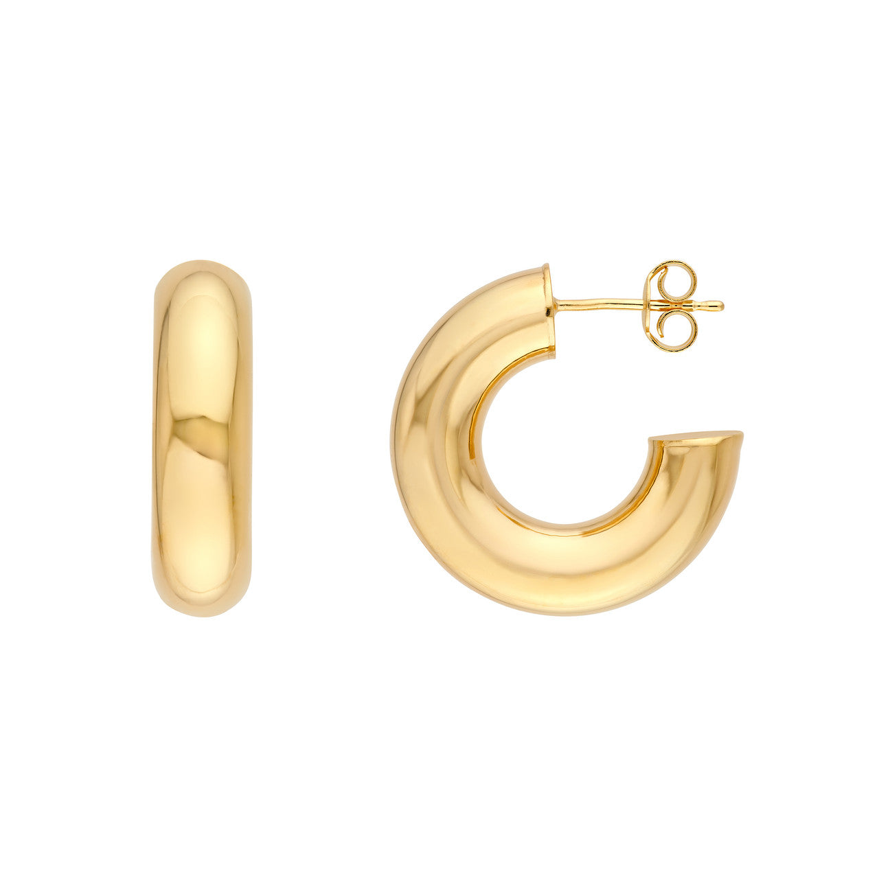 Polished Open Hoop Earrings 14K Gold