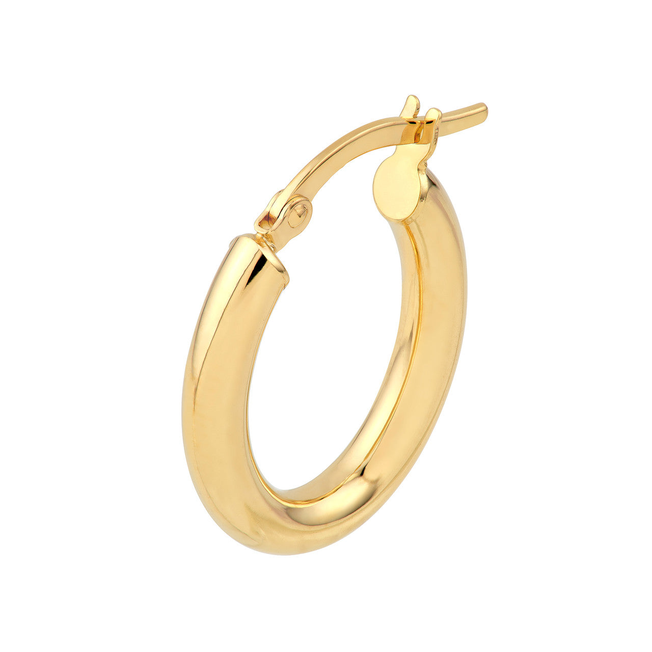 3mm Polished Oval Tube Hoop Earrings in 14K Yellow Gold