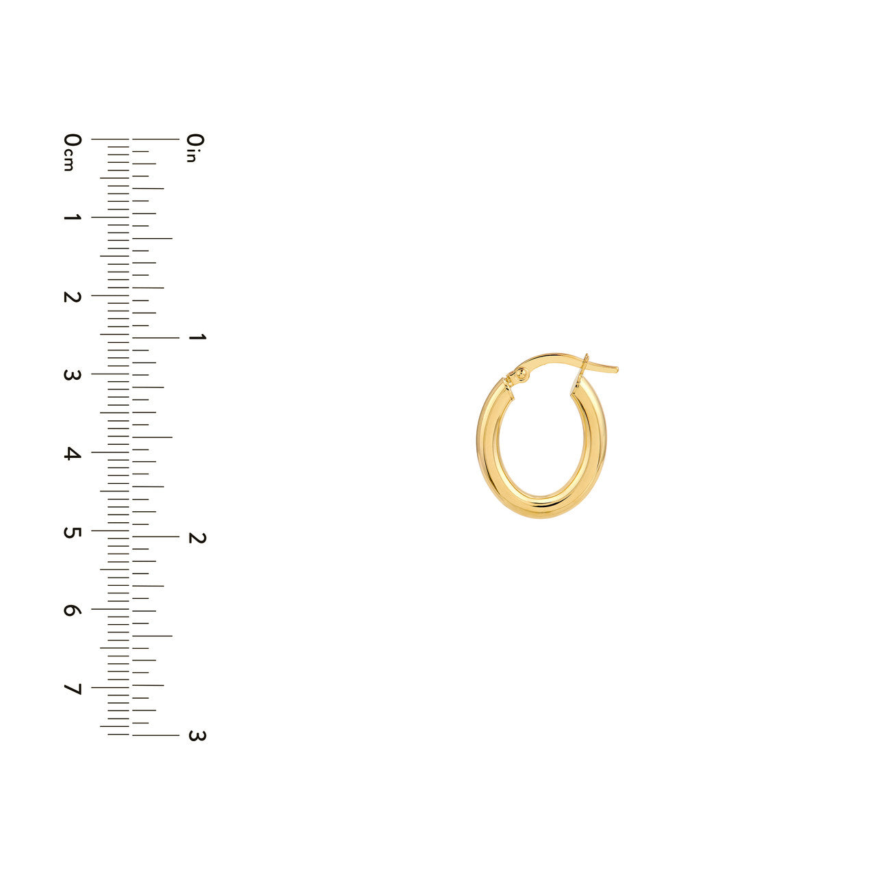3mm Polished Oval Tube Hoop Earrings in 14K Yellow Gold