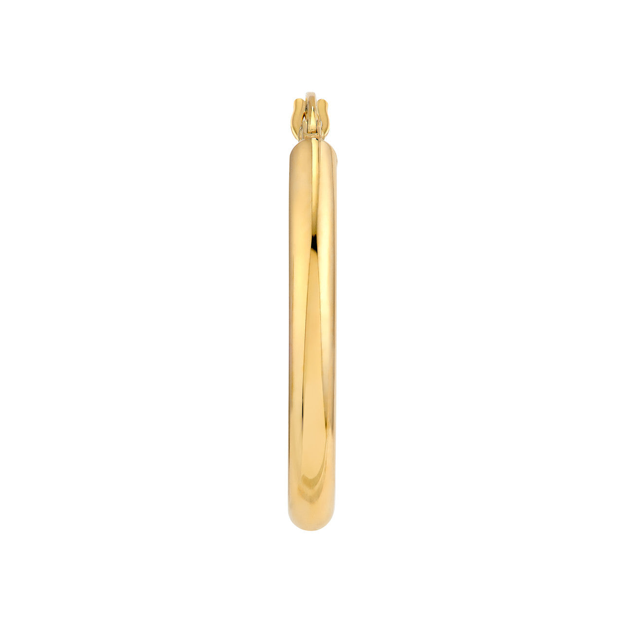 3mm Oval 20x15 Polish Tube Hoop Earrings in 14K Yellow Gold