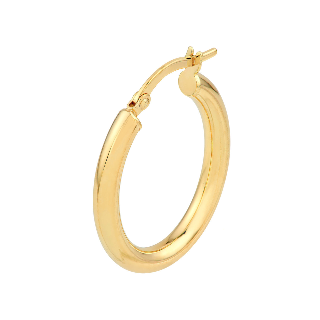 3mm Oval 20x15 Polish Tube Hoop Earrings in 14K Yellow Gold