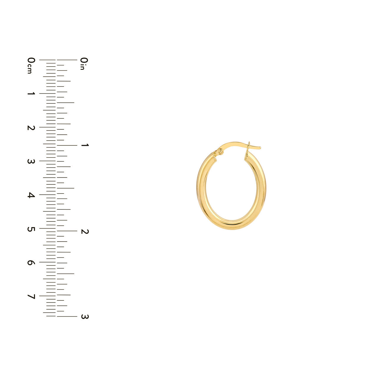 3mm Oval 20x15 Polish Tube Hoop Earrings in 14K Yellow Gold