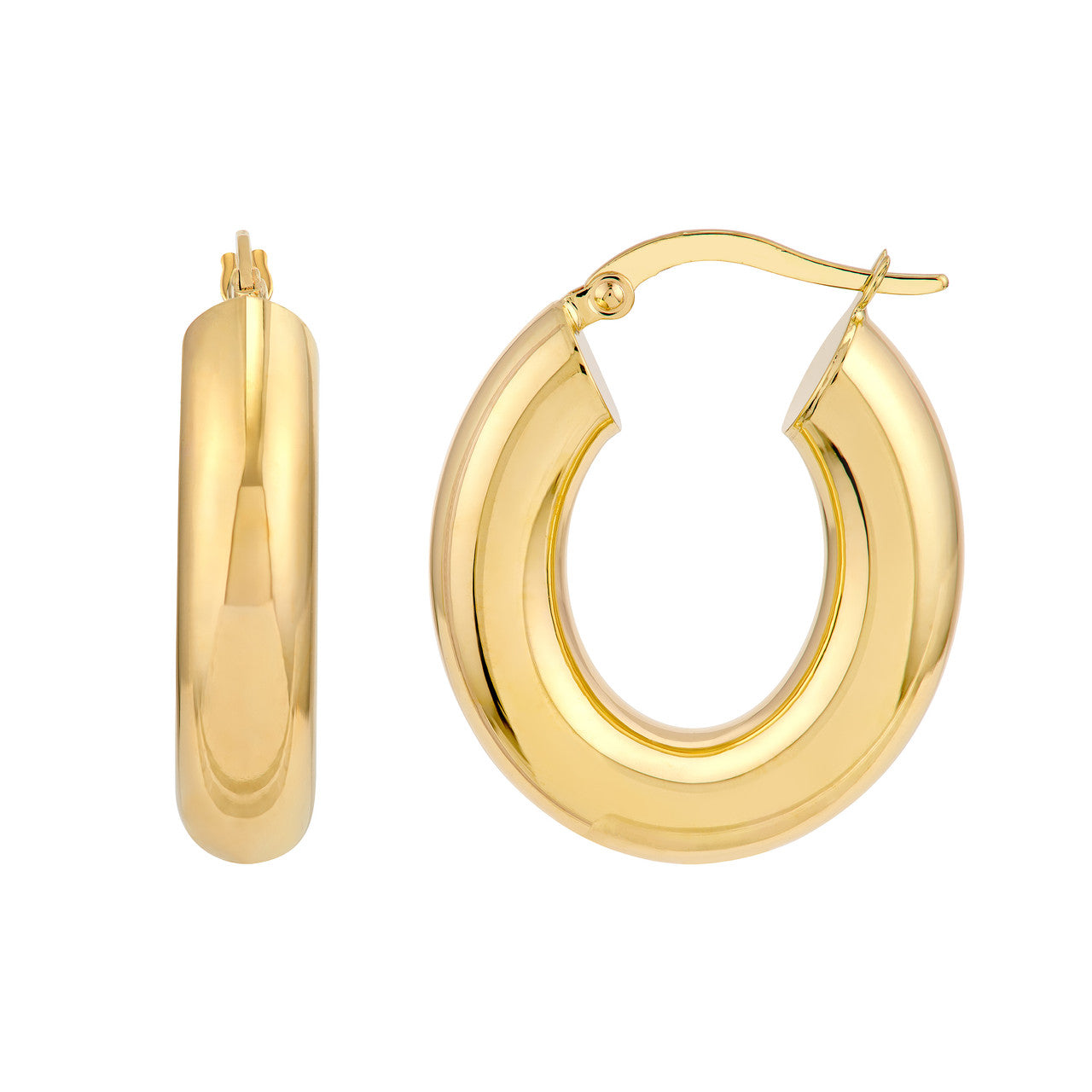 6mm Oval Polished Hoop Earrings in 14K Yellow Gold