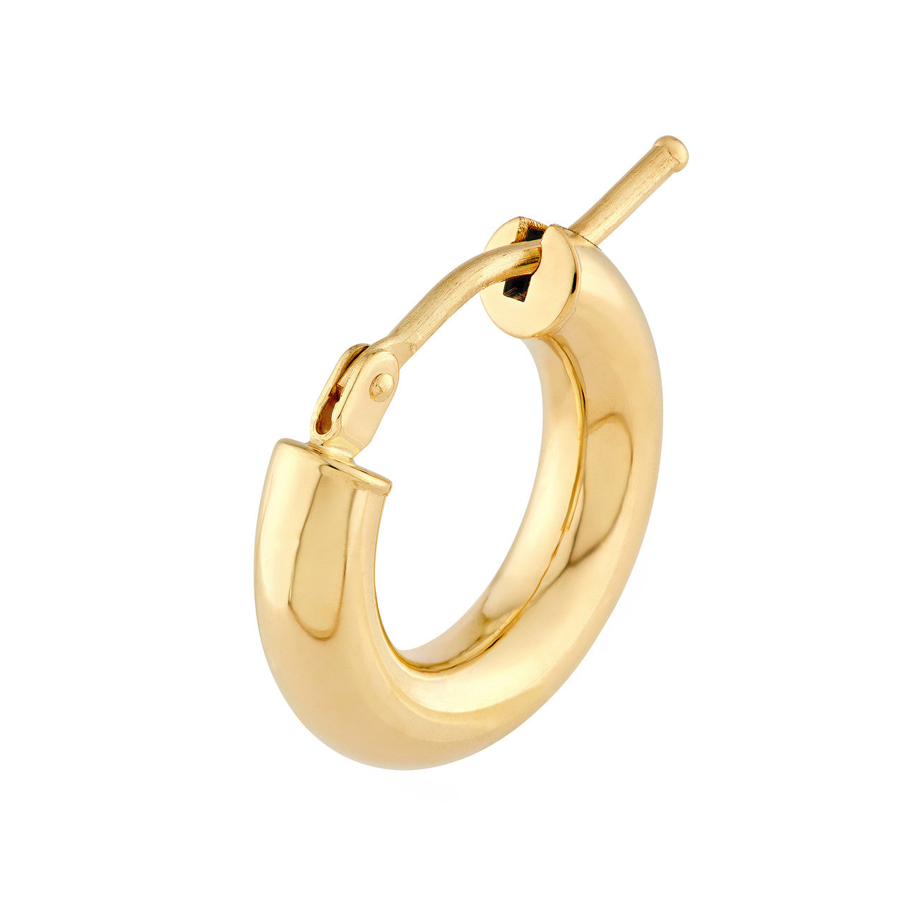 3mm Round Hoop Hidden Clasp Earrings in 14K Yellow