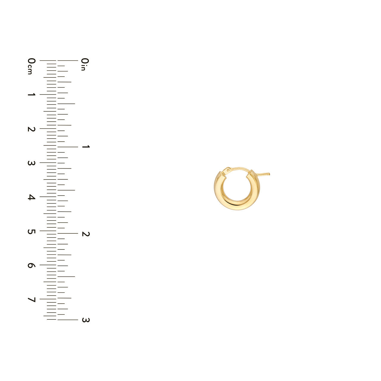 3mm Round Hoop Hidden Clasp Earrings in 14K Yellow