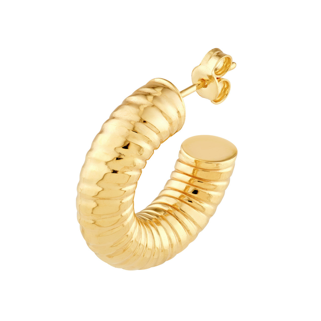 10mm Hammered Round Hoop Earrings in 14K Yellow Gold