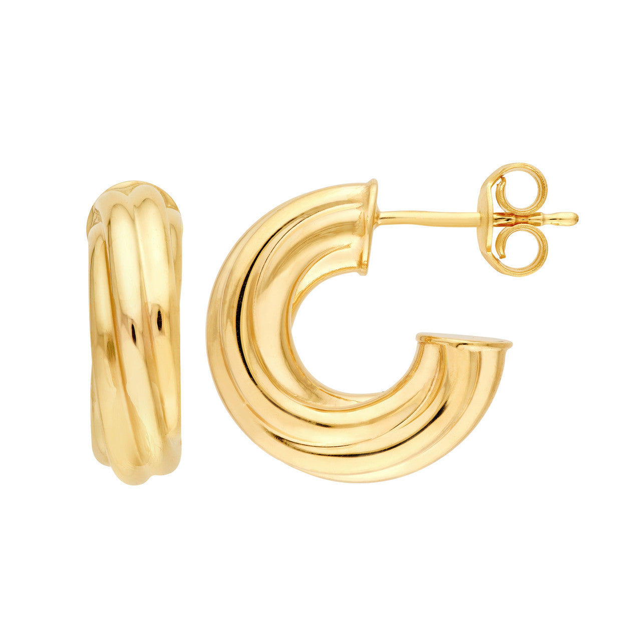 Twisted Open Hoop Earrings 14K Yellow Gold