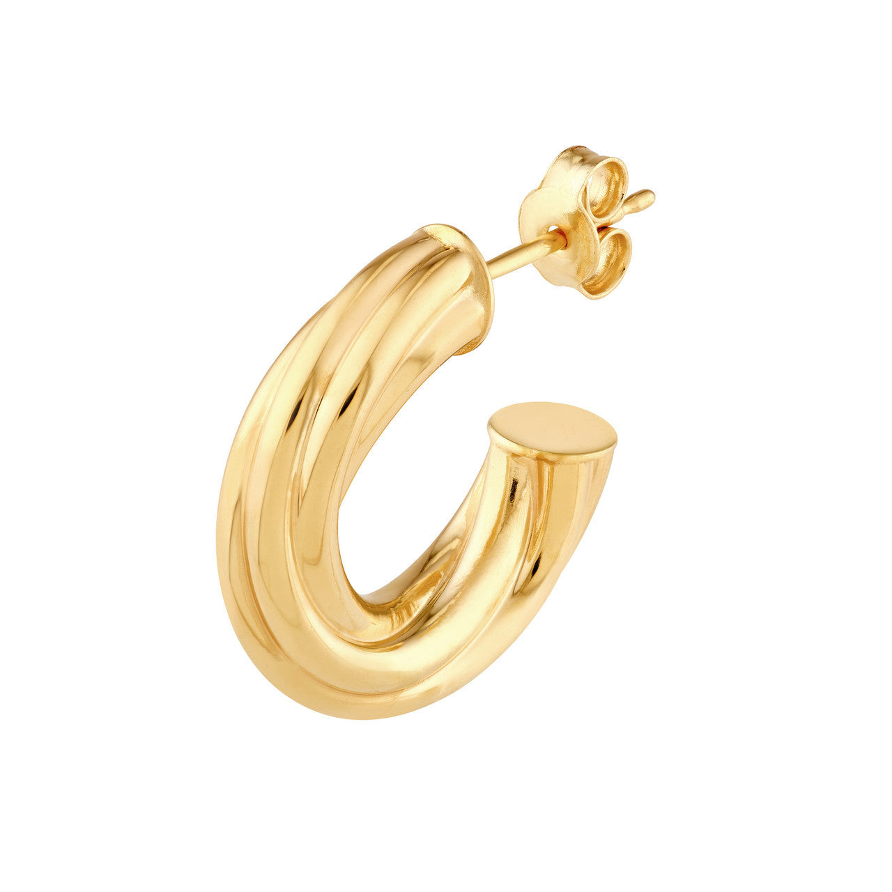 Twisted Open Hoop Earrings 14K Yellow Gold