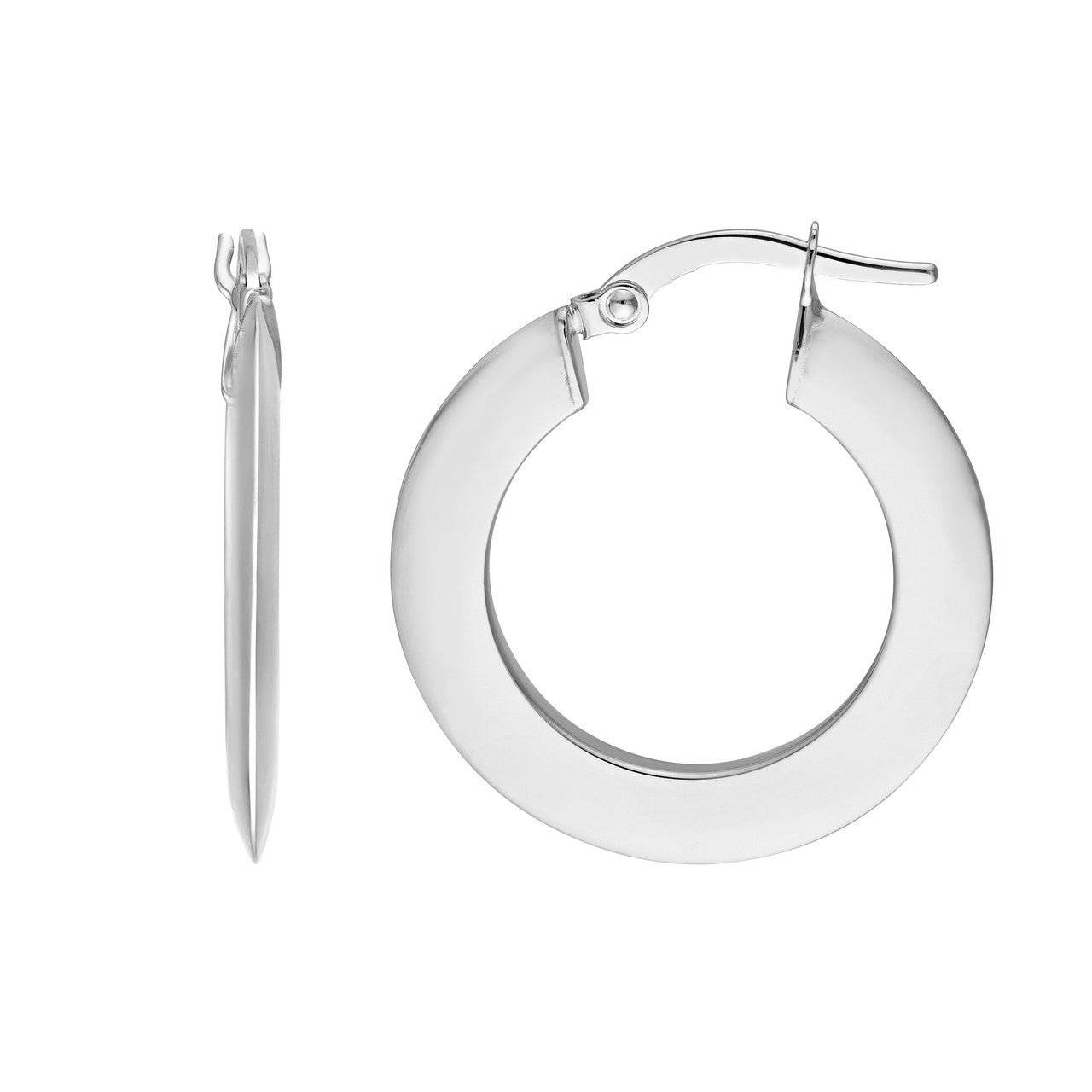 Triangular Tube Round Hoop Earrings in 14K Yellow and White Gold