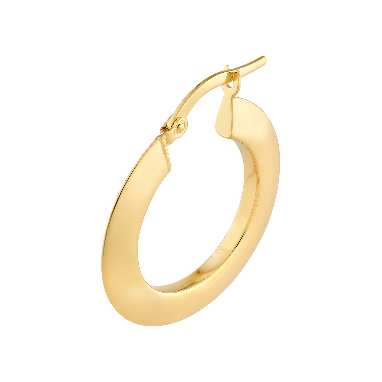 Triangular Tube Round Hoop Earrings in 14K Yellow and White Gold