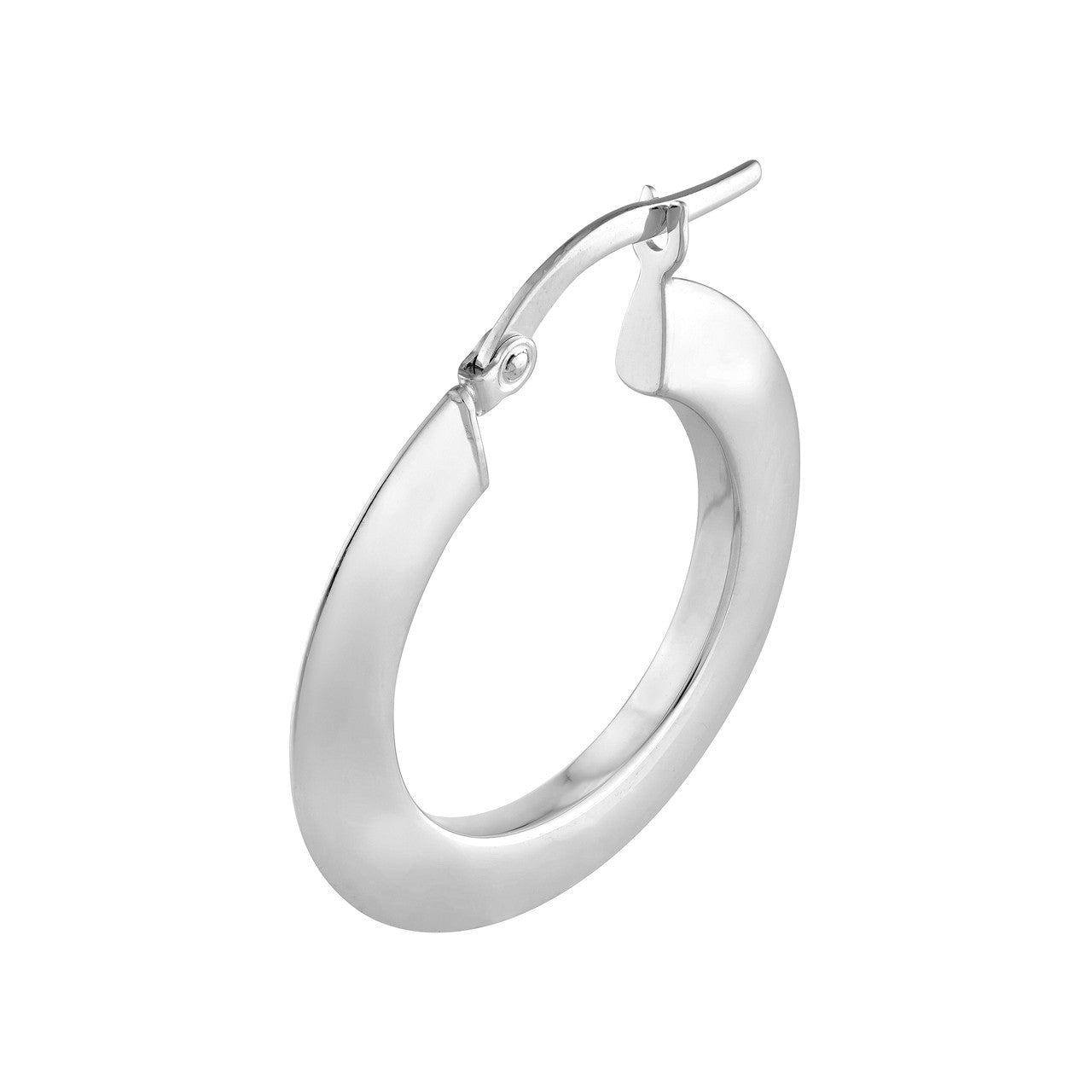 Triangular Tube Round Hoop Earrings in 14K Yellow and White Gold