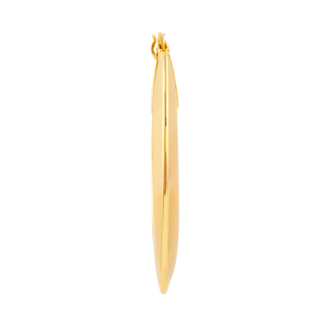 Wide Triangular Tube Round Hoop Earrings in 14K Yellow Gold