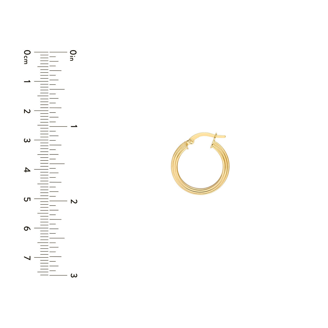Triangle Tube Hammered Round Hoop Earrings 14K Yellow Gold