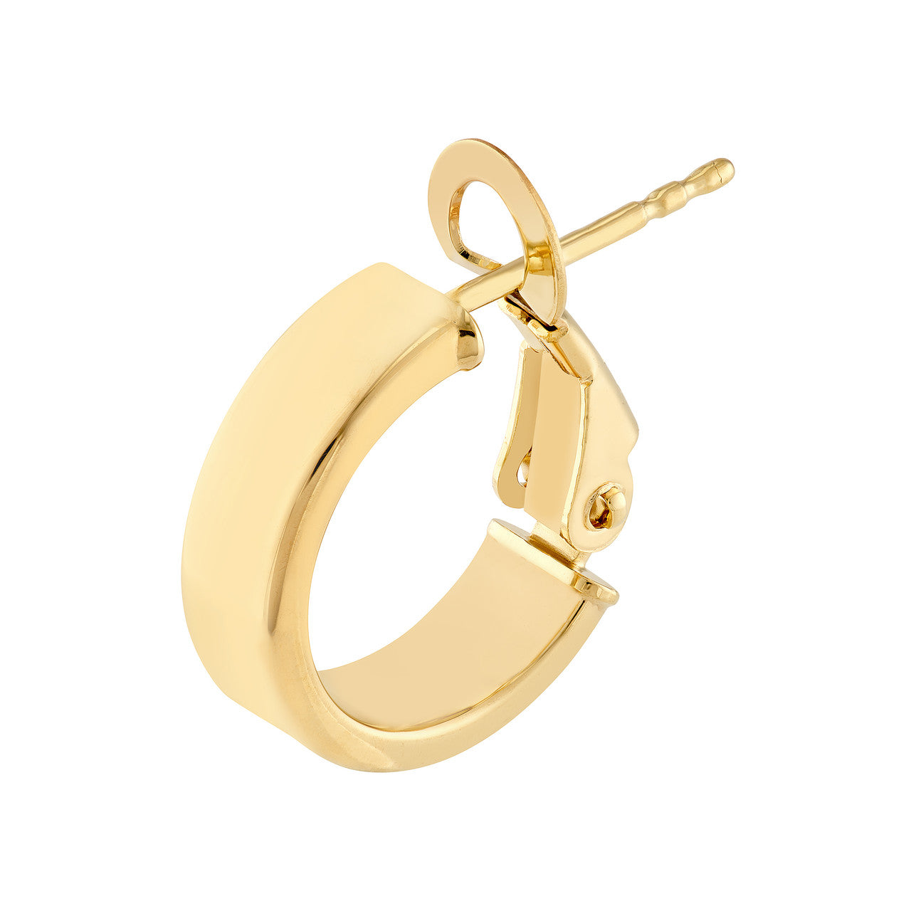 Rectangle Tube Round Hoop Earrings 14K Yellow Gold