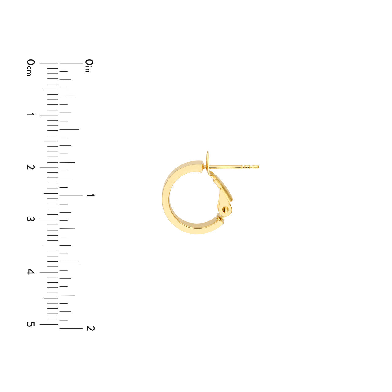 Rectangle Tube Round Hoop Earrings 14K Yellow Gold