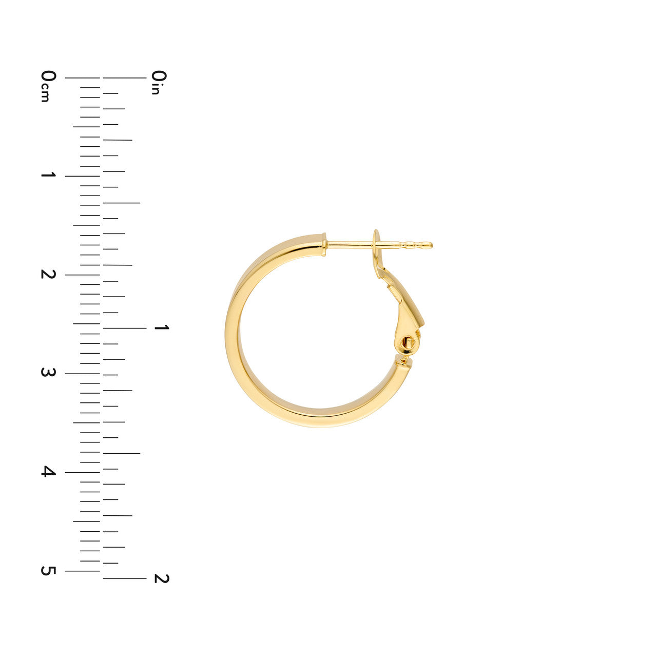Rectangle Tube Round Hoop Earrings 14K Yellow Gold