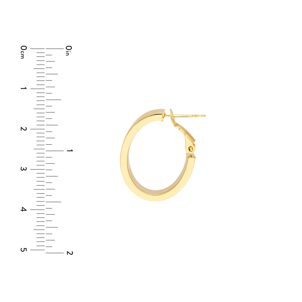 15mm Rectangle Tube Oval Hoop Earrings in 14K Yellow Gold