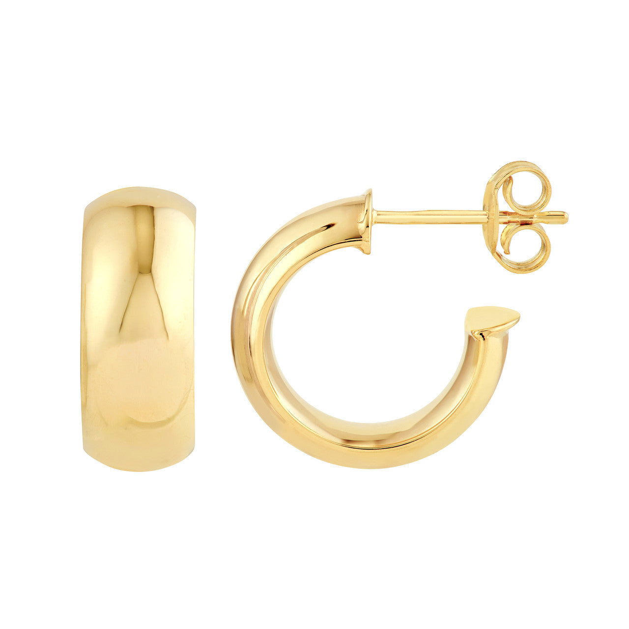 D-Tube Round Hoop Earrings 14K Gold