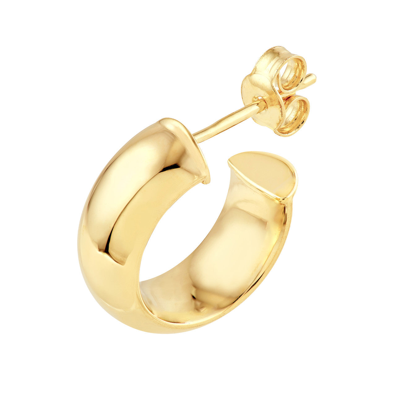 D-Tube Round Hoop Earrings 14K Gold