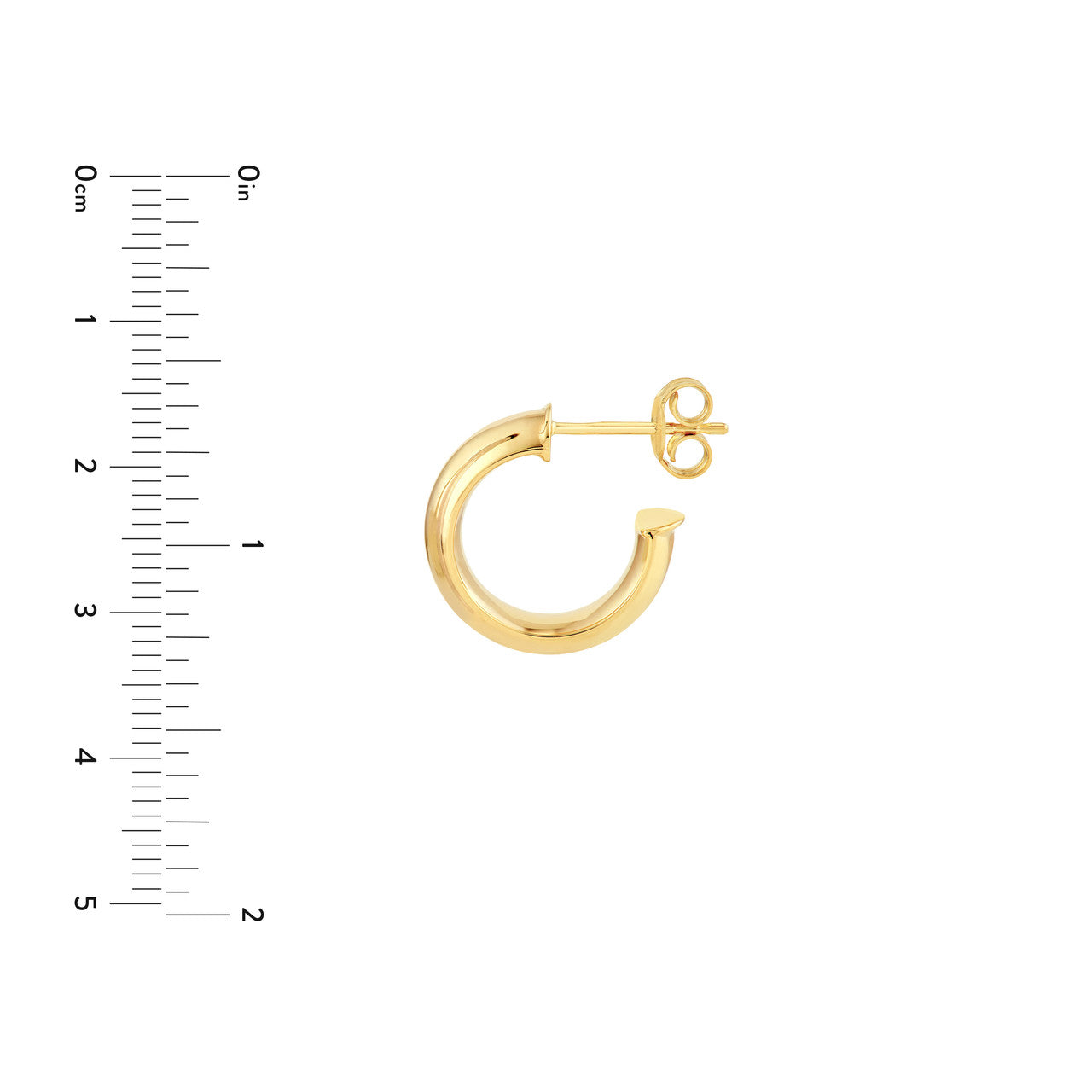 D-Tube Round Hoop Earrings 14K Gold