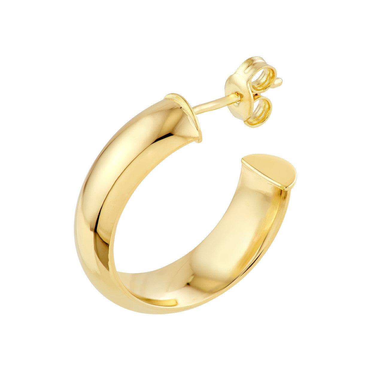 D-Tube Round Hoop Earrings 14K Gold