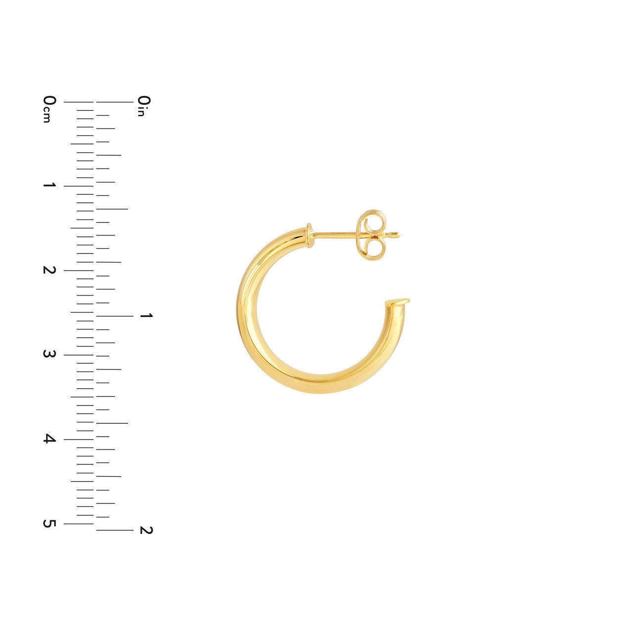 D-Tube Round Hoop Earrings 14K Gold