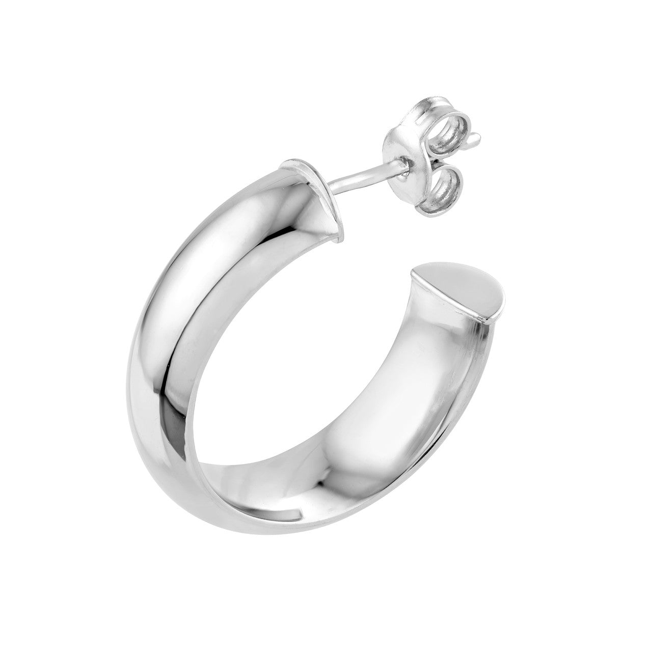 D-Tube Round Hoop Earrings 14K Gold