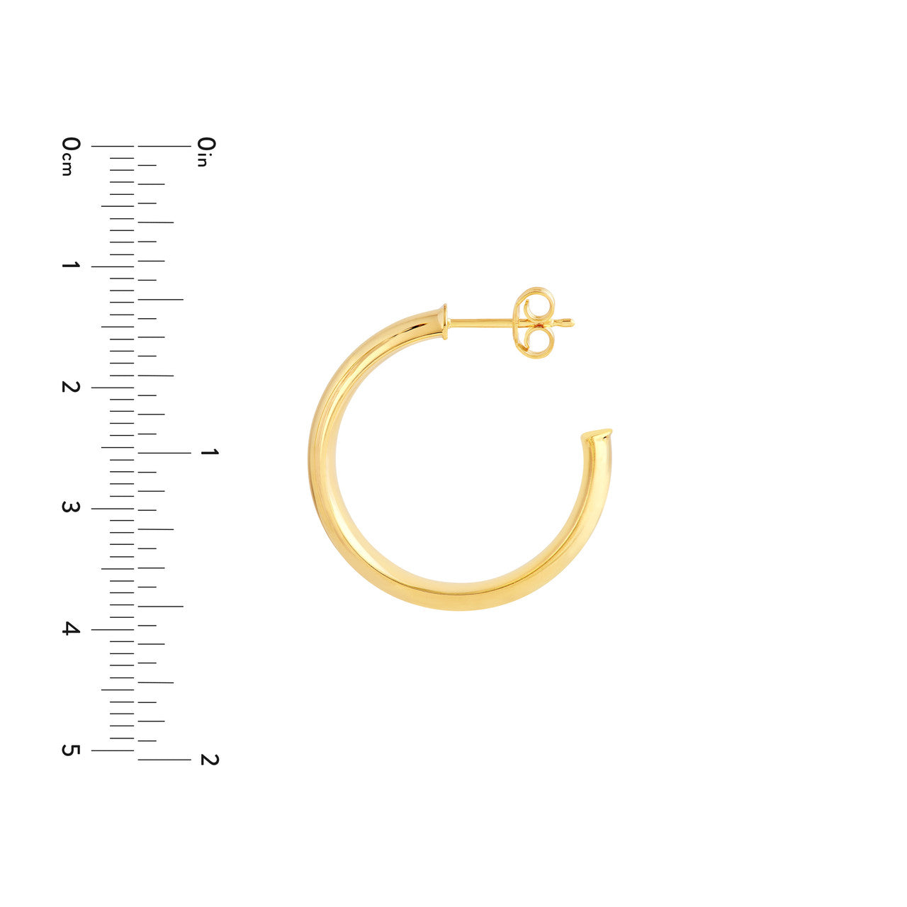 D-Tube Round Hoop Earrings 14K Gold