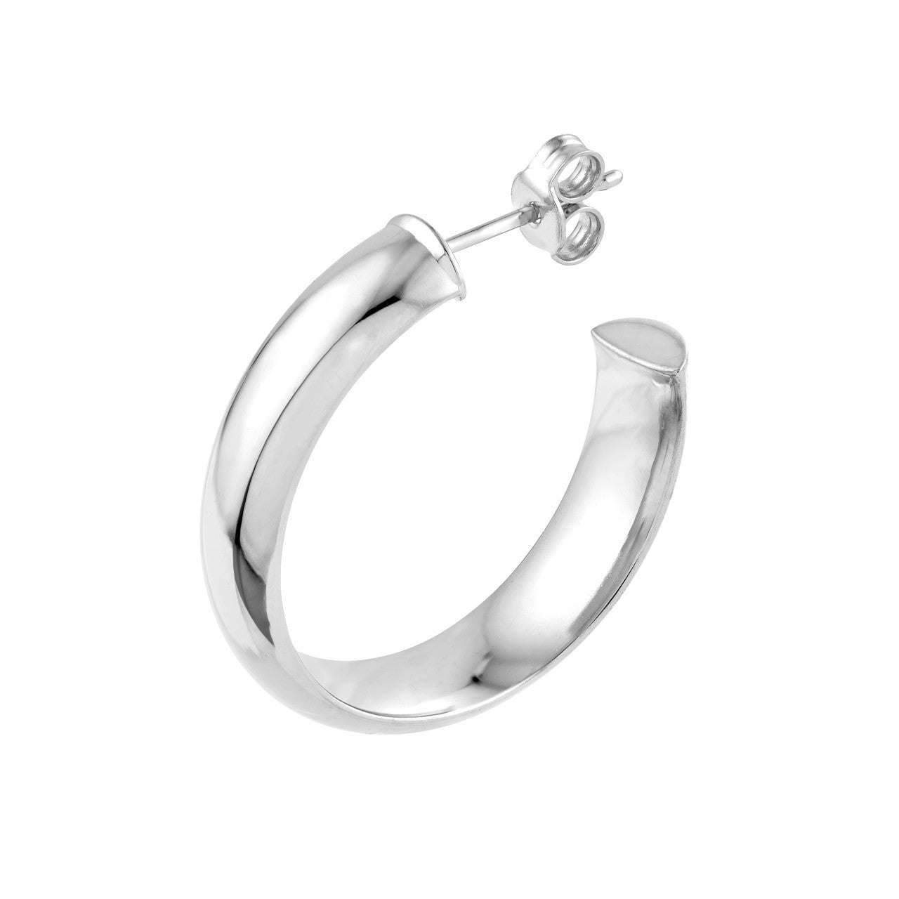 D-Tube Round Hoop Earrings 14K Gold