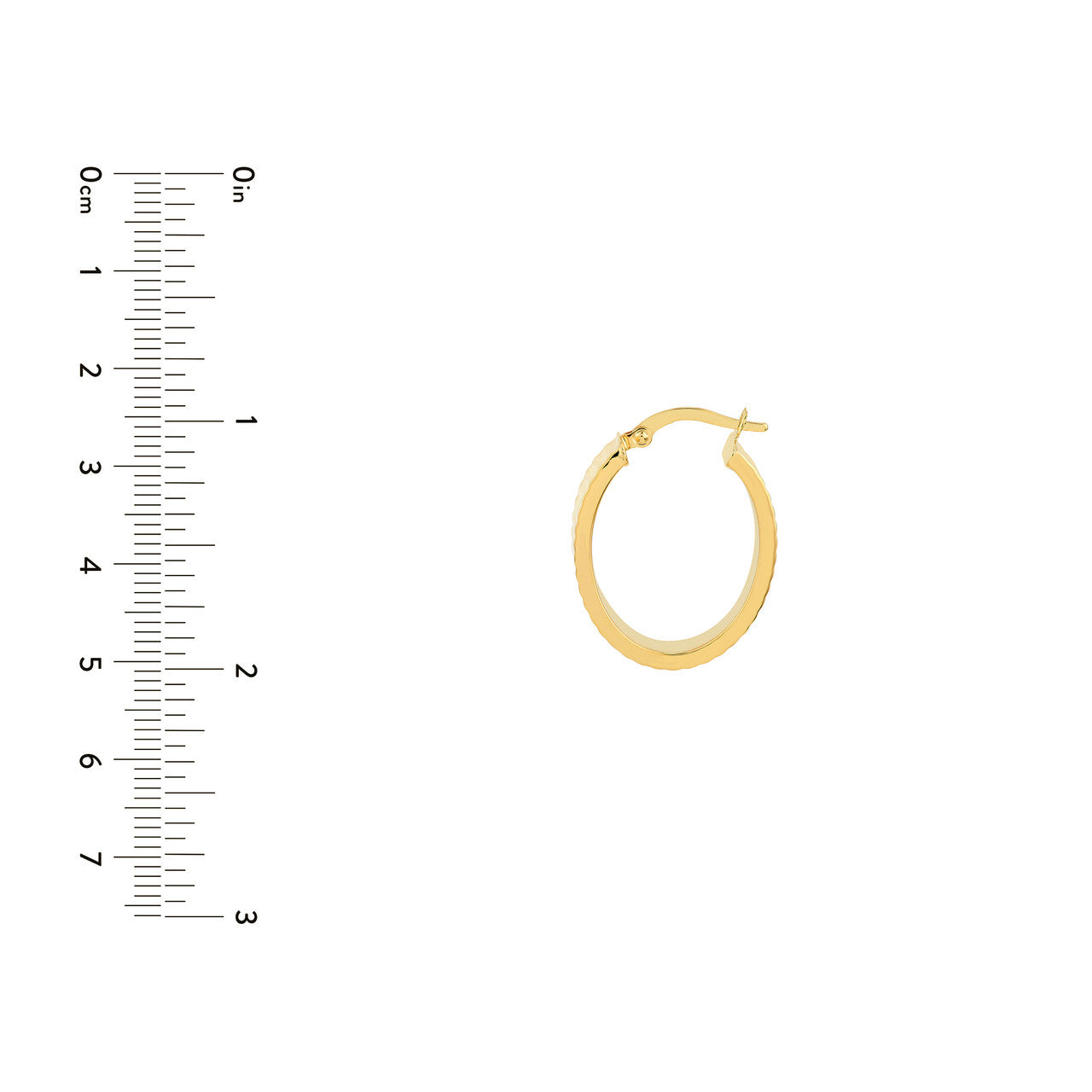 Ridged Rectangular Tube Hoop Earrings in 14K Yellow Gold