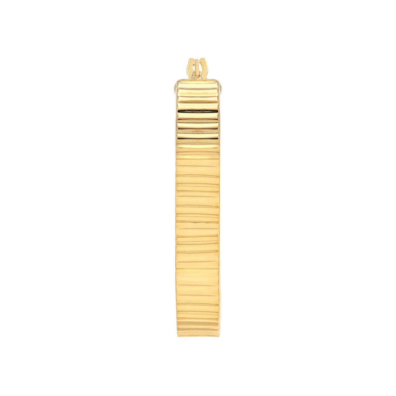 D/C Ridged Rectangle Tube Hoop Earrings in 14K Yellow Gold