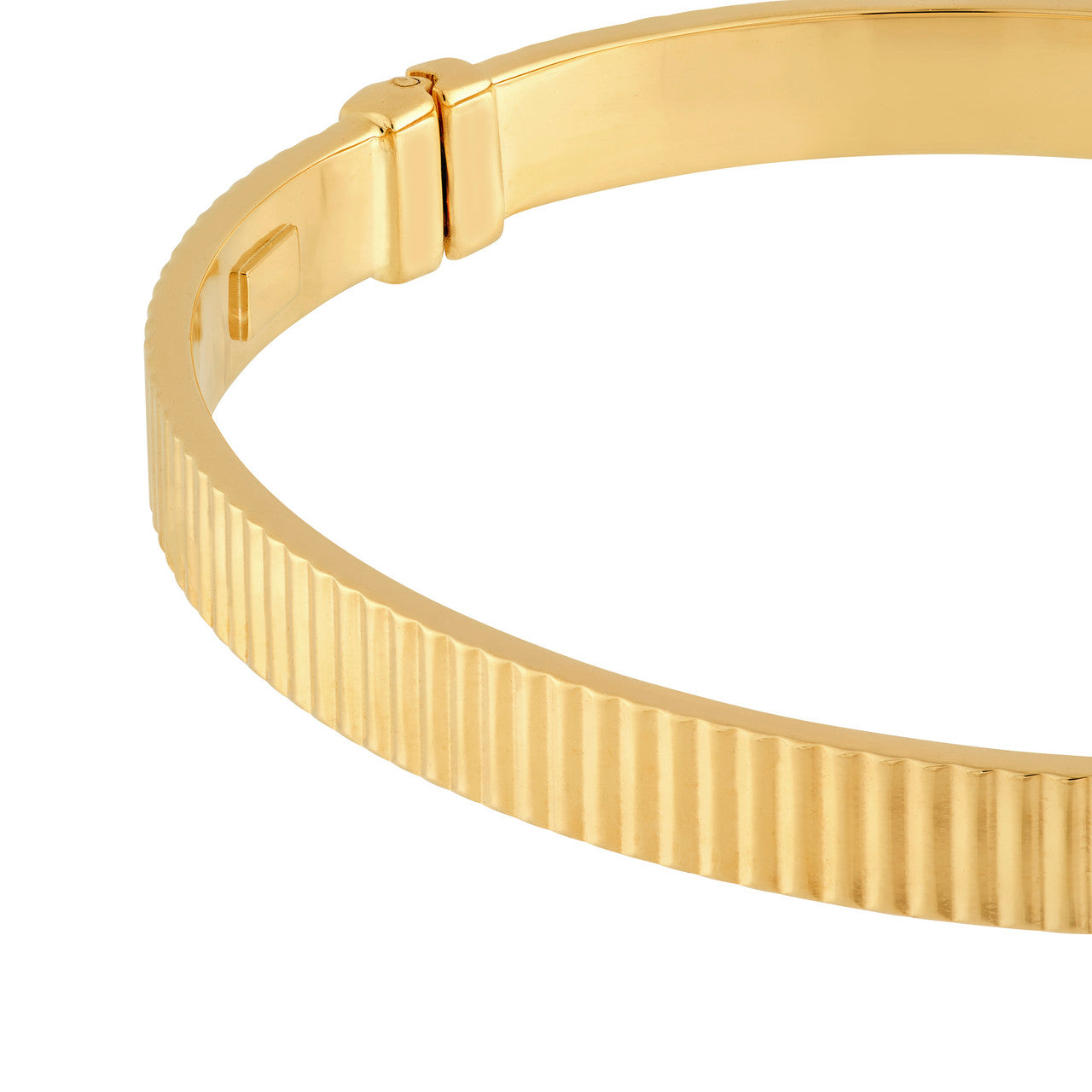 D/C Ridged Rectangle Tube Bangle Bracelet in 14K Yellow Gold