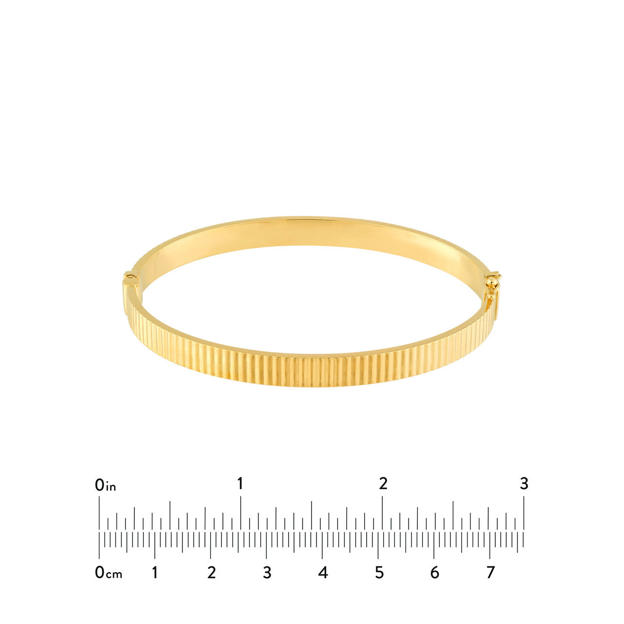 D/C Ridged Rectangle Tube Bangle Bracelet in 14K Yellow Gold