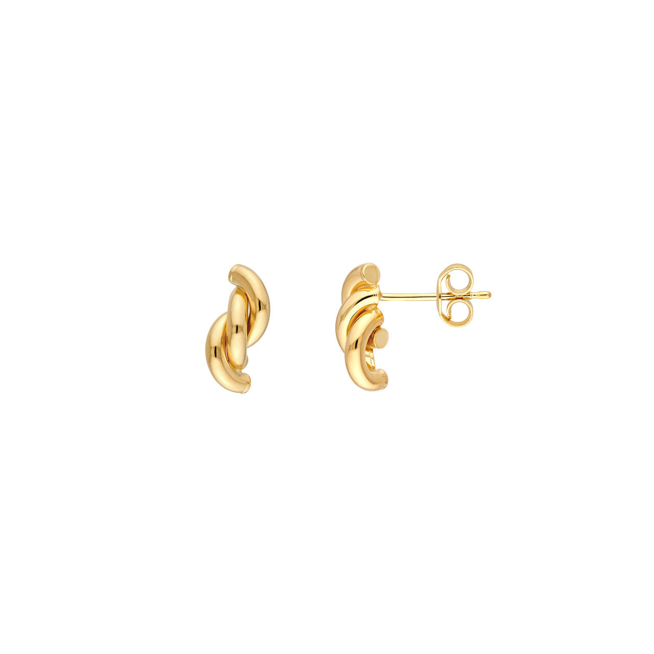 Twist Tube Polished Stud Earrings in 14K Yellow Gold
