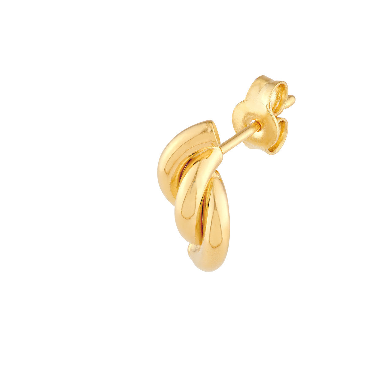 Twist Tube Polished Stud Earrings in 14K Yellow Gold