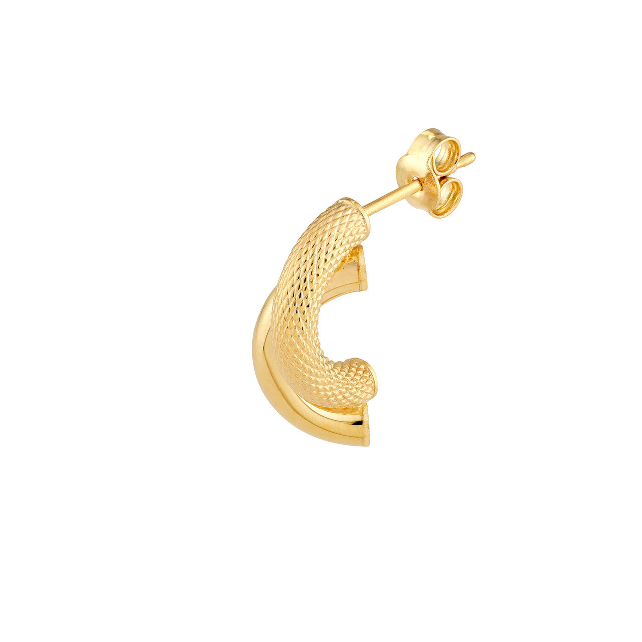 D/C and Polished Tube Stud Earrings in 14K Yellow Gold