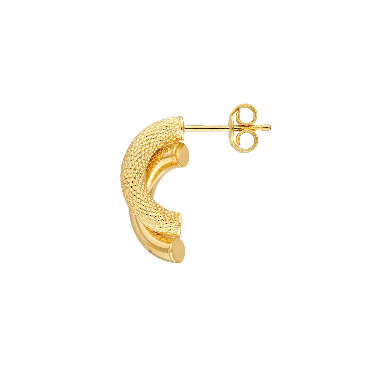 D/C and Polished Tube Stud Earrings in 14K Yellow Gold