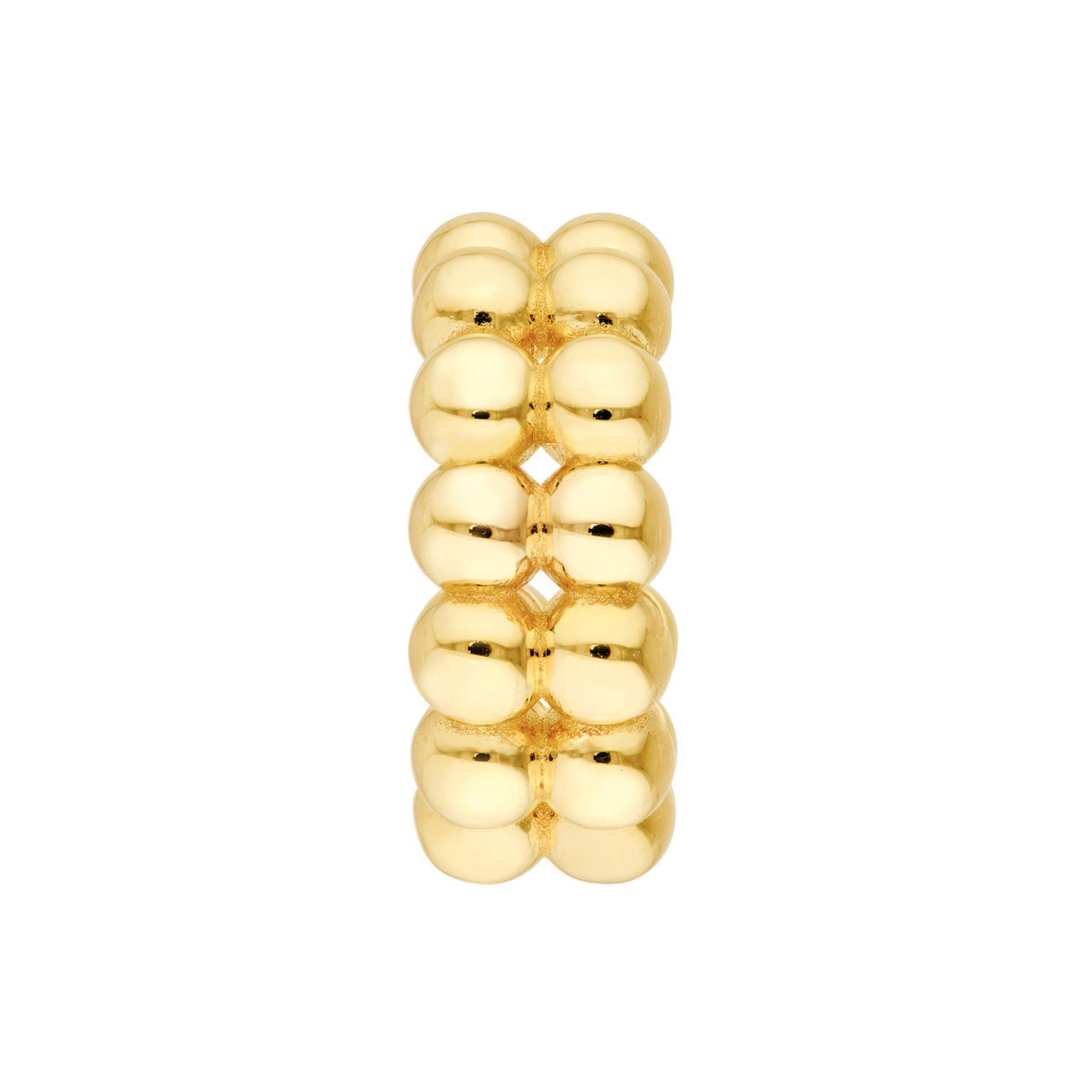 Double Row Beaded Hoop Earrings in 14K Yellow Gold