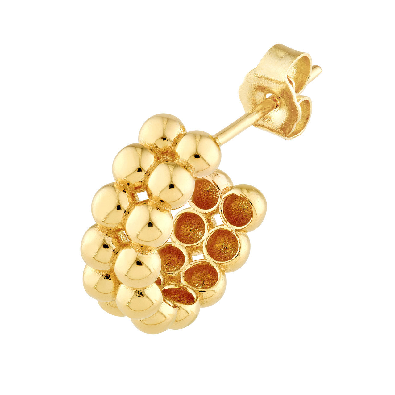 Double Row Beaded Hoop Earrings in 14K Yellow Gold