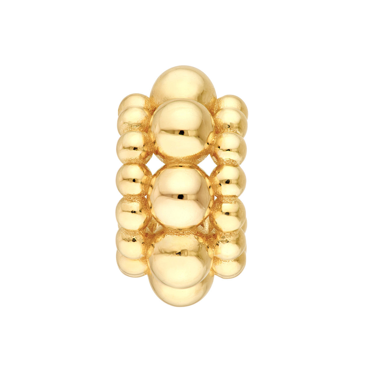 Triple Row Beaded Open Hoop Earrings in 14K Yellow Gold
