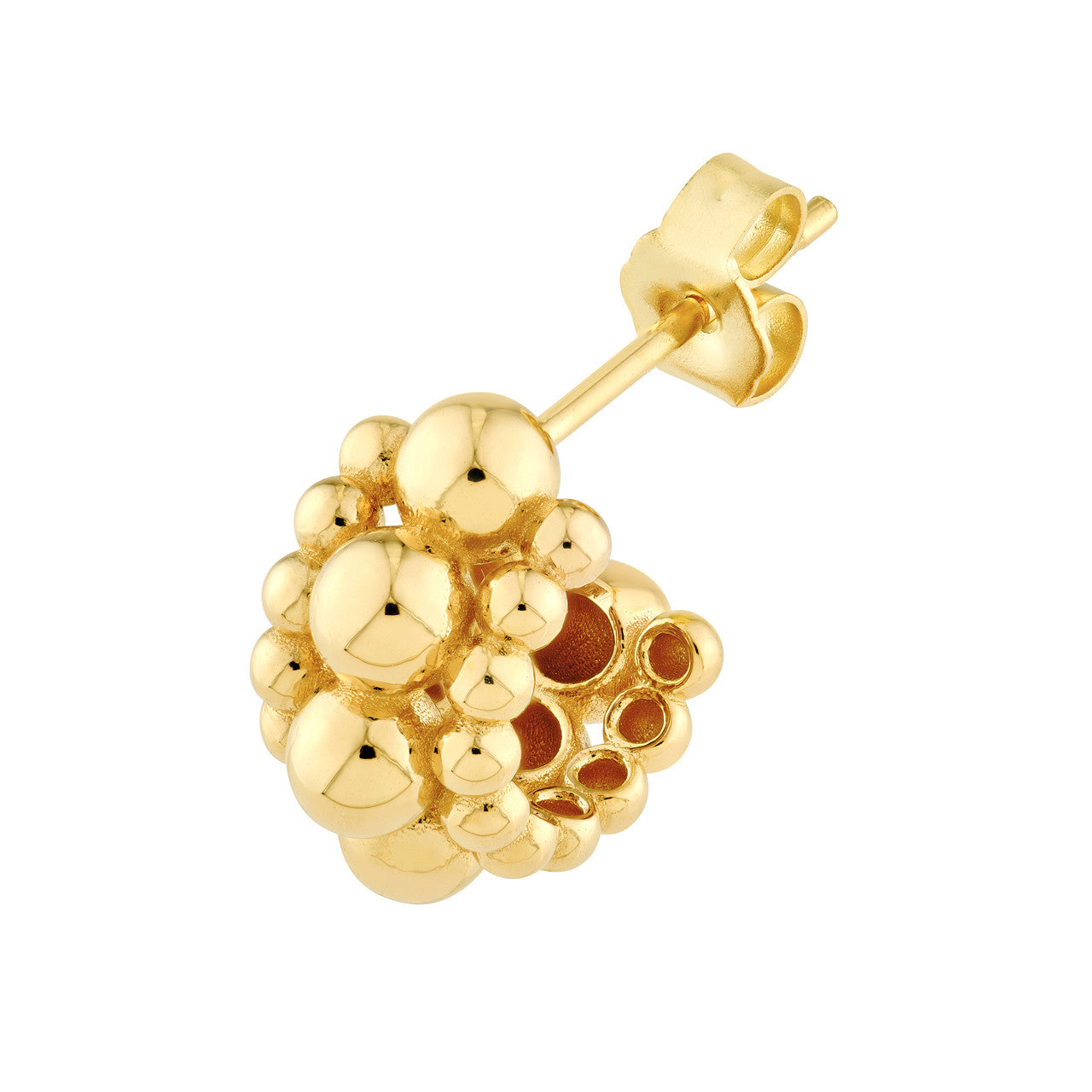 Triple Row Beaded Open Hoop Earrings in 14K Yellow Gold