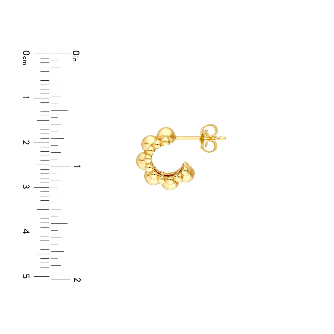 Triple Row Beaded Open Hoop Earrings in 14K Yellow Gold