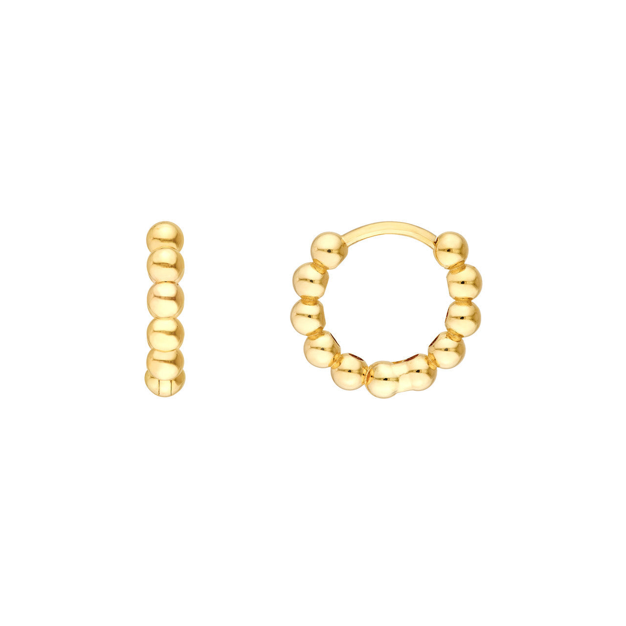 Beaded Huggies Earrings 14K Yellow Gold