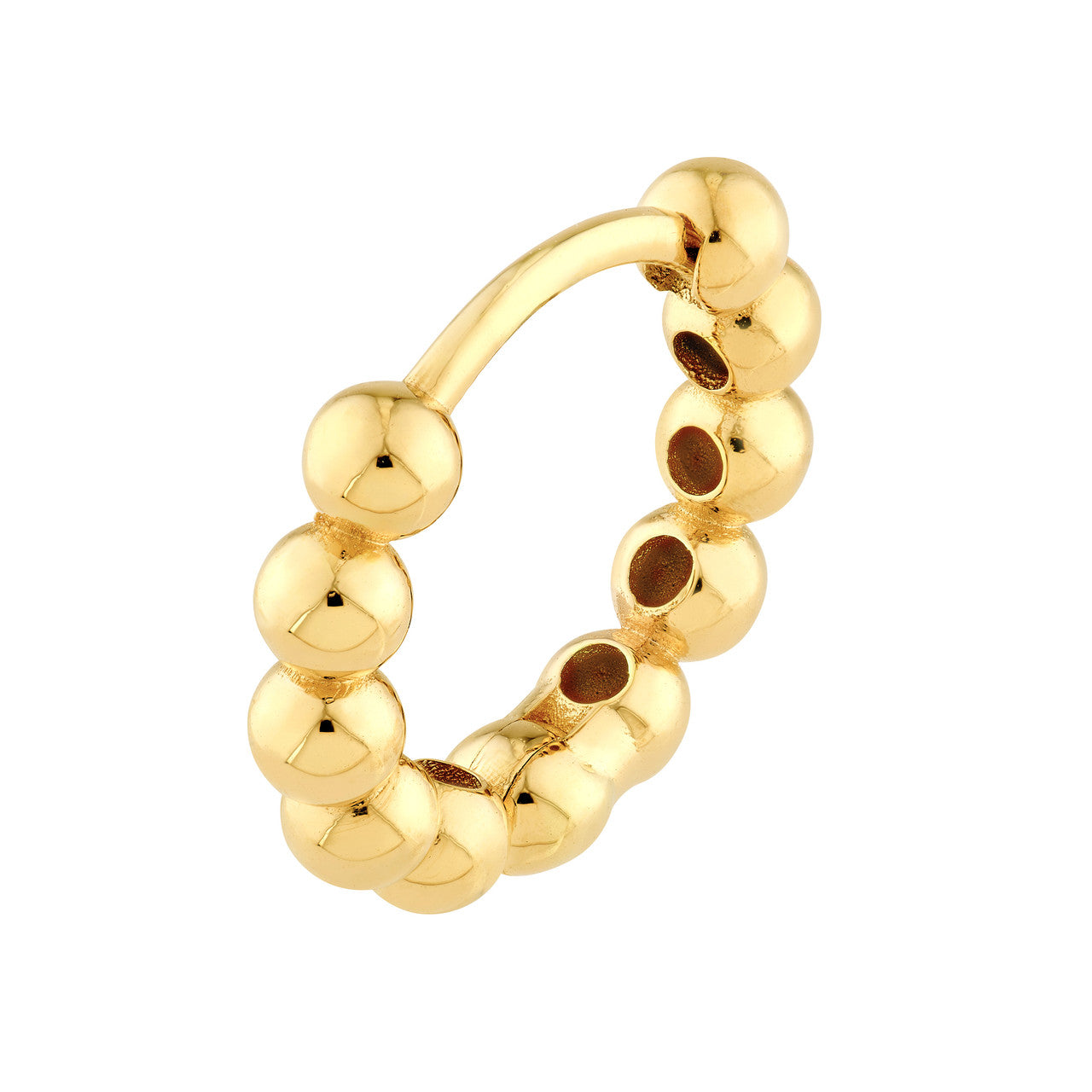 Beaded Huggies Earrings 14K Yellow Gold