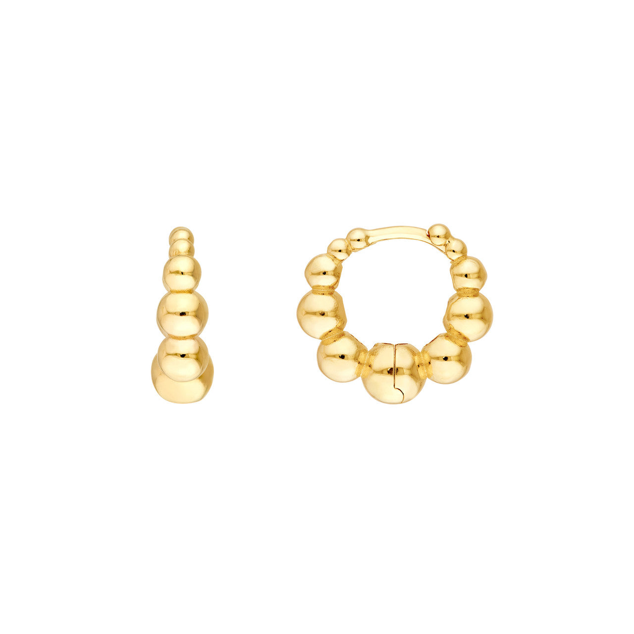 Graduated Bead Hoop Earrings in 14K Yellow Gold