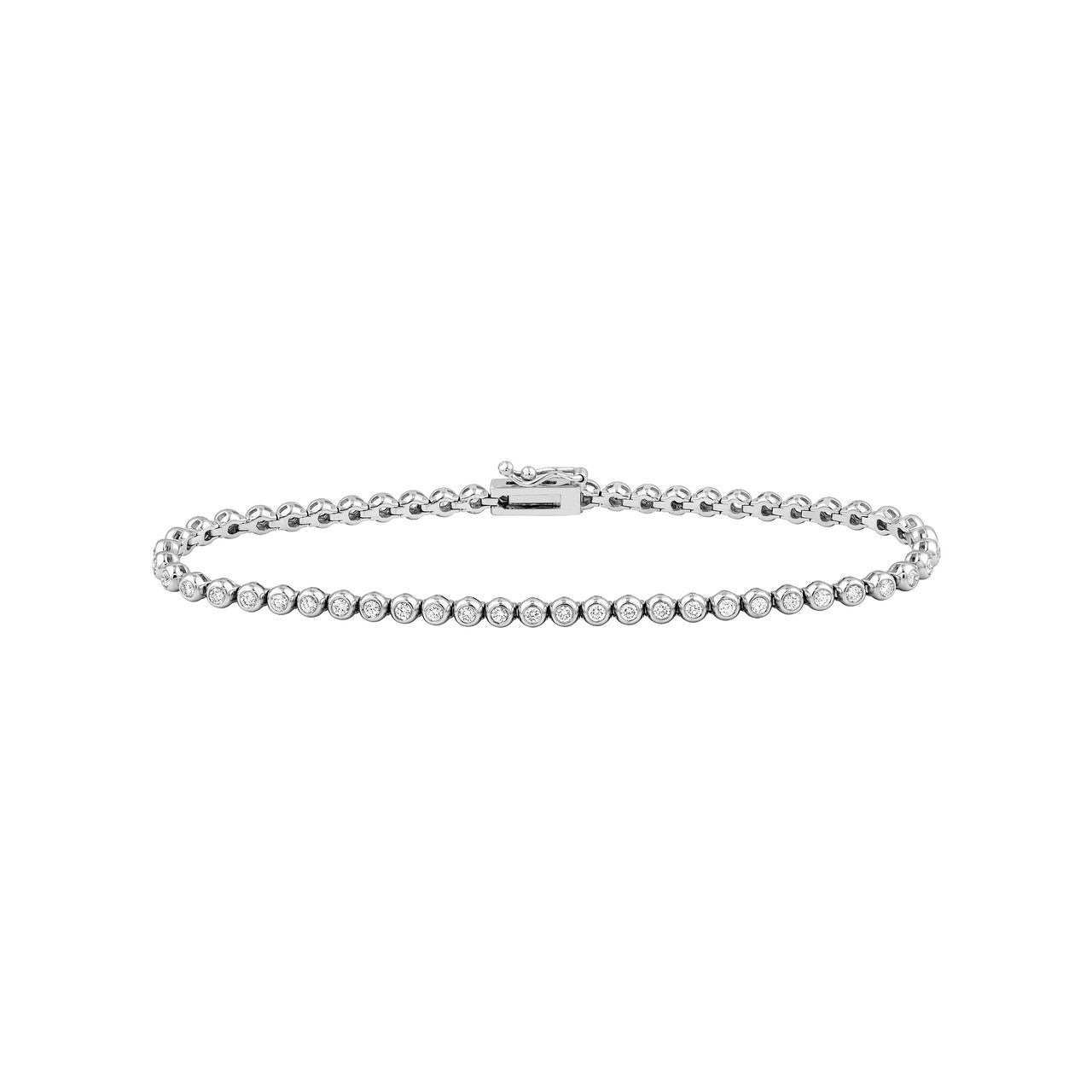 Bezel Set Diamond Tennis Bracelet 14K Gold