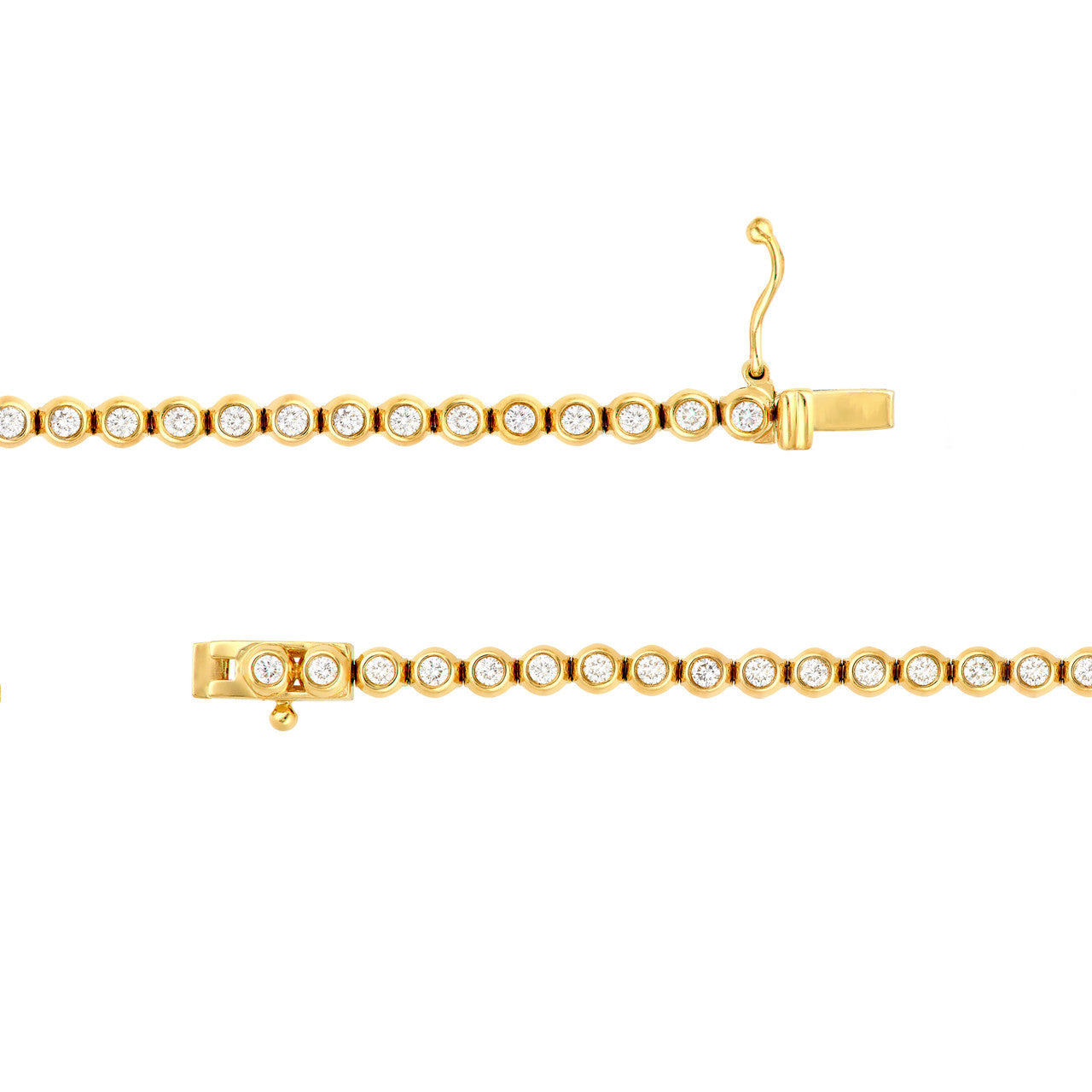 Bezel Set Diamond Tennis Bracelet 14K Gold