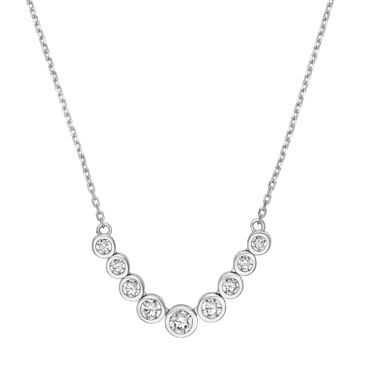 1.0ctw Diamond Graduated Center Station Bezel Necklace in 14K Yellow and White Gold